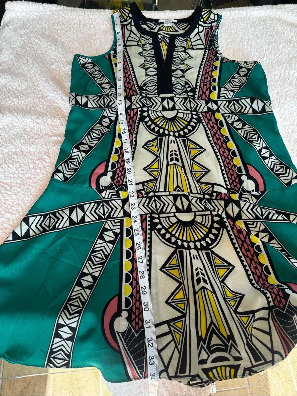 Bar III Sleeveless High-Low Dress in White, Teal & Yellow